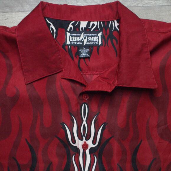 Steve And Barrys Club Shirt Skulls Flames Men's Button Up L - Picture 3 of 4